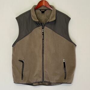 Woolrich Hiking Hunting Rugged Gorpcore Fleece Vest Full Zip Tan Brown Men’s L